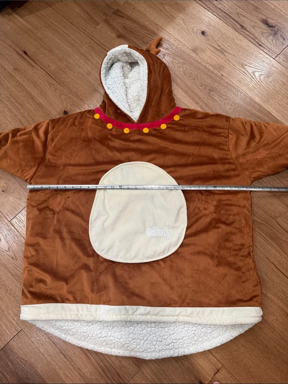 Comfy Brown Reindeer Kids Hoodie Costume with Cream Belly